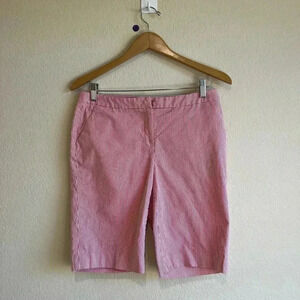 Halogen‎ Taylor Fit Womens Cotton Stretch Bermuda Shorts 4 red striped